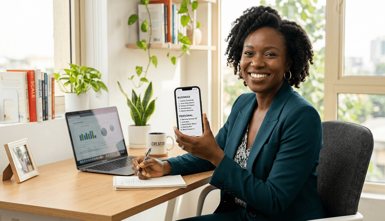 Confident business owner with clean, separated business and personal finances on Nexa