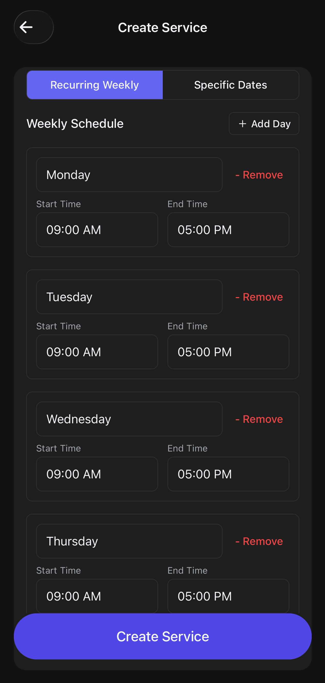 Nexa services page showing active services like haircut, life coach and full body massage