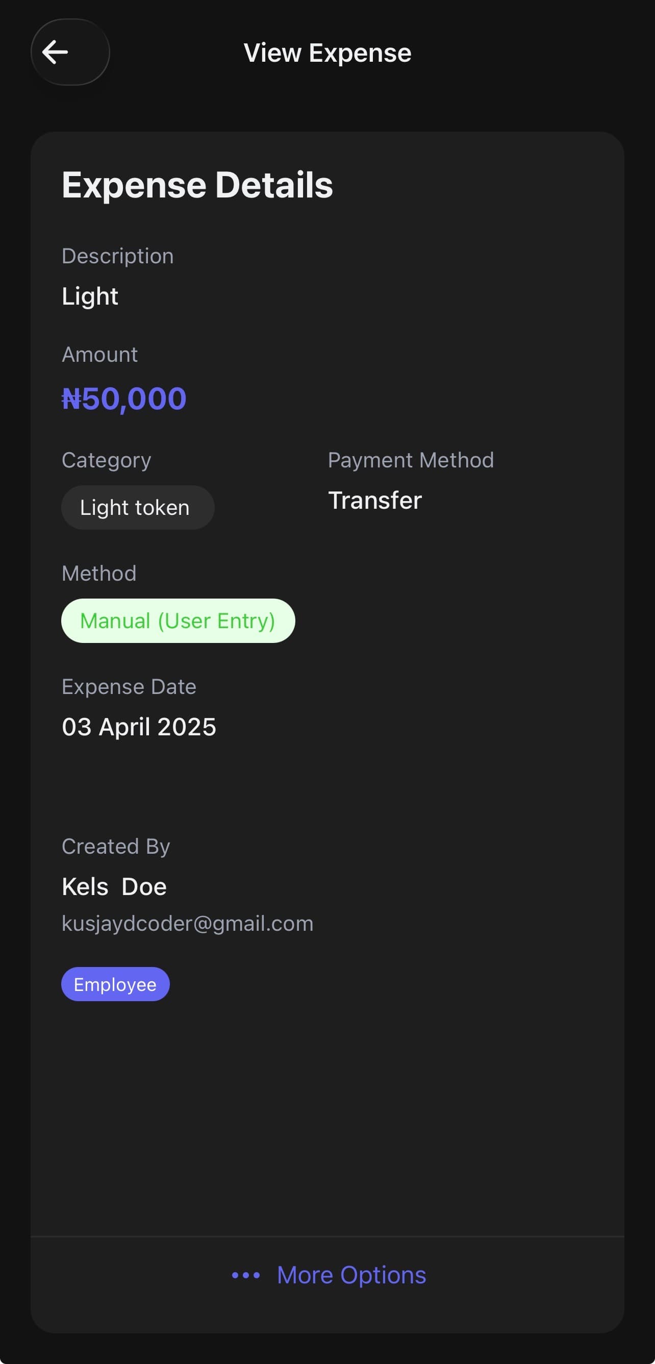 Nexa view expense details